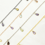 Load image into Gallery viewer, Multi Color Cubic Zirconia Pear Shape Dangle Chain. CZ41