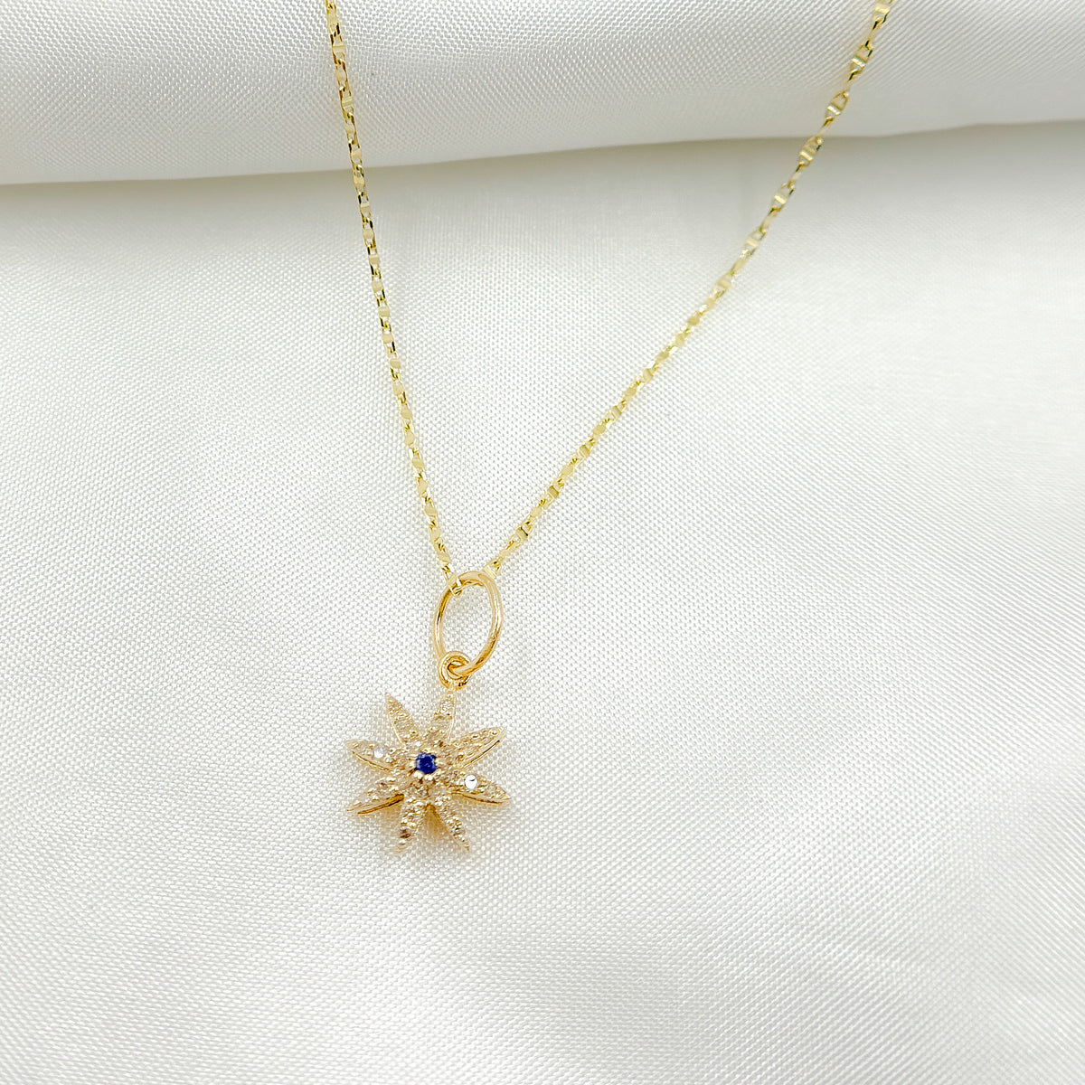GDP36. 14K Solid Gold Diamonds Star Charm