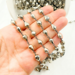 Load image into Gallery viewer, Steel Pyrite Tear Drop Shape Oxidized Wire Chain. PYR37