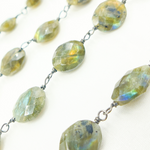 Load image into Gallery viewer, Labradorite Oval Shape Oxidized Wire Chain. LAB91