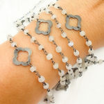 Load image into Gallery viewer, Moonstone with Marquis Shape Oxidized Wire Chain.