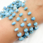 Load image into Gallery viewer, Turquoise Rondel Shape Gold Plated Wire Chain. TRQ49