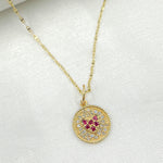 Load image into Gallery viewer, 14k Solid Gold Diamond and Gemstone Circle Heart Charm. GDP409