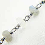 Load image into Gallery viewer, Labradorite & White Rainbow Moonstone Oxidized Wire Chain. LMS4