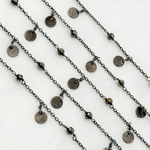 Load image into Gallery viewer, Pyrite and Dangle Disc Oxidized Connected Wire Chain. PYR19