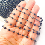 Load image into Gallery viewer, Blue Sun Stone Black Rhodium 925 Sterling Silver Wire Chain. BLS1