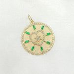 Load image into Gallery viewer, 14k Solid Gold Diamond and Gemstone Circle Heart Charm. GDP572