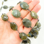 Load image into Gallery viewer, Labradorite Oval Shape Oxidized Wire Chain. LAB90