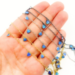 Load image into Gallery viewer, Created Blue Opal Triangle Shape Dangle Chain. CBO2
