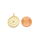 Load image into Gallery viewer, 14K Solid Gold Diamond Flower Circle Charm. GDP255