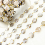 Load image into Gallery viewer, Coated Taupe Moonstone Gold Plated Wire Chain. CMS84