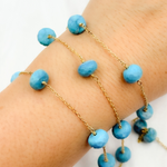 Load image into Gallery viewer, Turquoise Gold Plated Connected Wire Chain. TRQ46