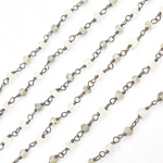 Load image into Gallery viewer, Labradorite + White Moon Stone Black Rhodium 925 Sterling Silver Wire Chain