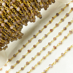 Load image into Gallery viewer, Chocolate Moonstone Gold Plated Wire Chain. MS44