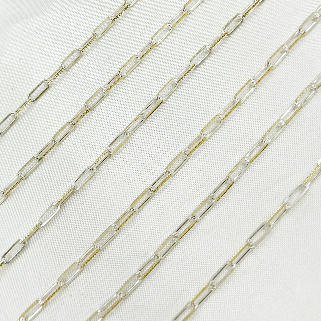 Two Tone Gold Plated and 925 Sterling Silver Paperclip Chain. Z112GS