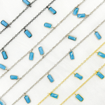 Load image into Gallery viewer, Blue Cubic Zirconia Rectangle Shape Dangle Chain. CZ66
