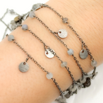 Load image into Gallery viewer, Labradorite and Dangle Disc Oxidized Wire Chain. LAB50