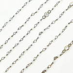 Load image into Gallery viewer, Coated Moonstone & CZ Combination Oxidized Wire Chain. CMS63