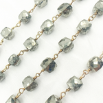 Load image into Gallery viewer, Pyrite Cube Shape Gold Plated Wire Chain. PYR55