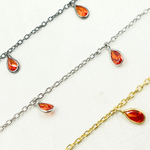 Load image into Gallery viewer, Red Color Cubic Zirconia Pear Shape Dangle Chain. CZ58