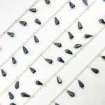 Load image into Gallery viewer, Black Spinel Drop Dangle 925 Sterling Silver Wire Chain