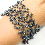 Load image into Gallery viewer, Dyed Blue Sapphire Cluster Dangle Gold Plated Wire Chain. SAP10