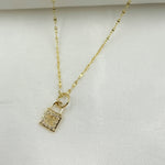 Load image into Gallery viewer, 14K Solid Gold Lock Charm with Diamonds. GDP392