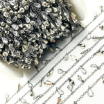 Load image into Gallery viewer, Pyrite with CZ Oxidized Wire Wrap Chain. PYR9