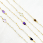 Load image into Gallery viewer, White Moonstone & Multi Stone Gold Plated Wire Chain. MS70