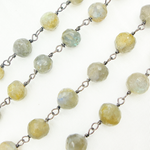 Load image into Gallery viewer, Labradorite Round Shape Oxidized Wire Chain. LAB99