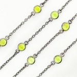 Load image into Gallery viewer, Peridot Round Shape Bezel Oxidized Connected Wire Chain. PER1
