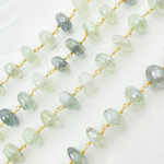 Load image into Gallery viewer, Coated Prehnite Gold Plated Wire Chain. CPR8
