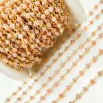 Load image into Gallery viewer, Coated Peach Moonstone Gold Plated Wire Chain. CMS60