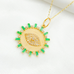 Load image into Gallery viewer, 14K Solid Gold Diamond Evil Eye Charm with Gemstones. GDP635