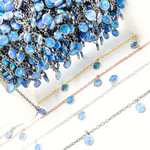 Load image into Gallery viewer, Created Blue Opal Round Shape Dangle Chain. CBO1