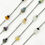 Load image into Gallery viewer, Multi Gemstone Oxidized Connected Wire Chain. MGS4
