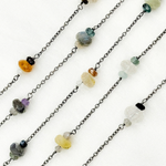 Load image into Gallery viewer, Multi Gemstone Oxidized Connected Wire Chain. MGS4