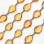 Load image into Gallery viewer, Hydro Quartz Citrine Color Pear Shape Bezel Oxidized Wire Chain. HQ1