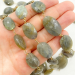 Load image into Gallery viewer, Labradorite Oval Shape Gold Plated Wire Chain. LAB75
