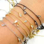 Load image into Gallery viewer, Created White Opal + CZ Pear Shape Dangle Chain. CWO14