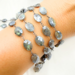 Load image into Gallery viewer, Coated Labradorite Oval Shape Oxidized Wire Chain. CLB52