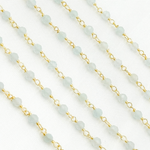 Load image into Gallery viewer, Coated Milky Aquamarine Gold Plated Wire Chain. AQU25
