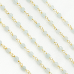 Load image into Gallery viewer, Coated Milky Aquamarine Gold Plated Wire Chain. AQU25