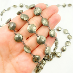 Load image into Gallery viewer, Pyrite Coin Shape Oxidized Wire Chain. PYR46