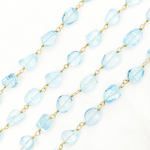 Load image into Gallery viewer, Blue Topaz Smooth Organic Shape Gold Plated Wire Chain. BT8
