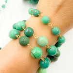 Load image into Gallery viewer, Chrysoprase Round Shape Gold Plated Wire Chain. CHR12
