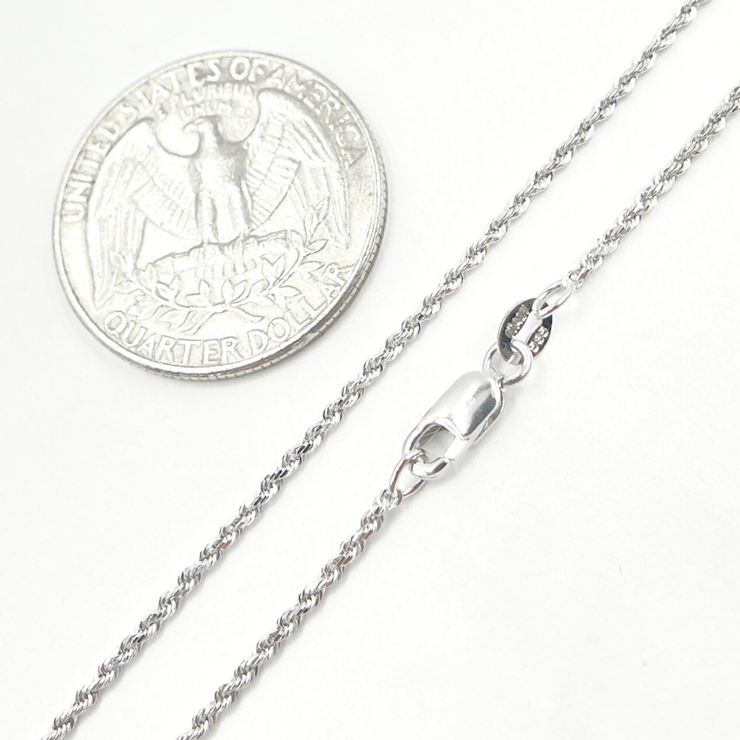 14K Solid White Gold Rope Necklace. 025CRDP0L8LWG