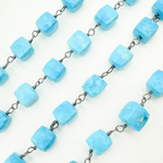 Load image into Gallery viewer, Turquoise Rectangle Shape Oxidized Wire Chain. TRQ30