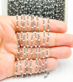 Load image into Gallery viewer, Rainbow Moonstone Wire Wrap Chain made with Black Rhodium 925 Sterling Silver. MS31