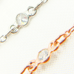 Load image into Gallery viewer, Cubic Zirconia Round 3mm Shape Connector With Chain Between. CZ11